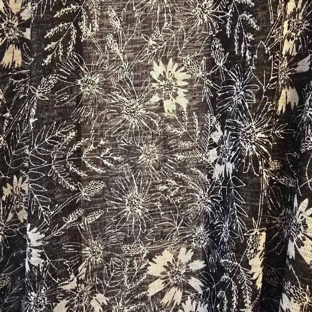 LuLaRoe Sarah Cardigan - Black and White Floral Pattern Sheer Fabric